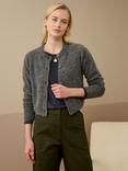 Brora Textured Alpaca Wool Rich Cardigan, Smoke