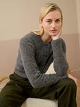 Brora Textured Alpaca Wool Rich Cardigan, Smoke