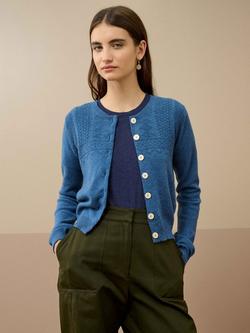 Brora Guernsey Pure Cashmere Cardigan - view 2, Dusk