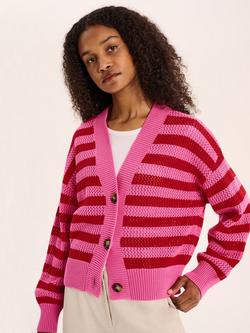 OMNES Heather Stripe Cardigan, Magenta, Magenta