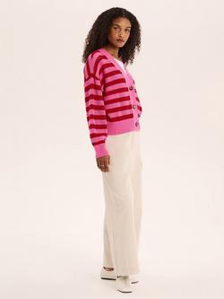 OMNES Heather Stripe Cardigan, Magenta - view 2, Magenta