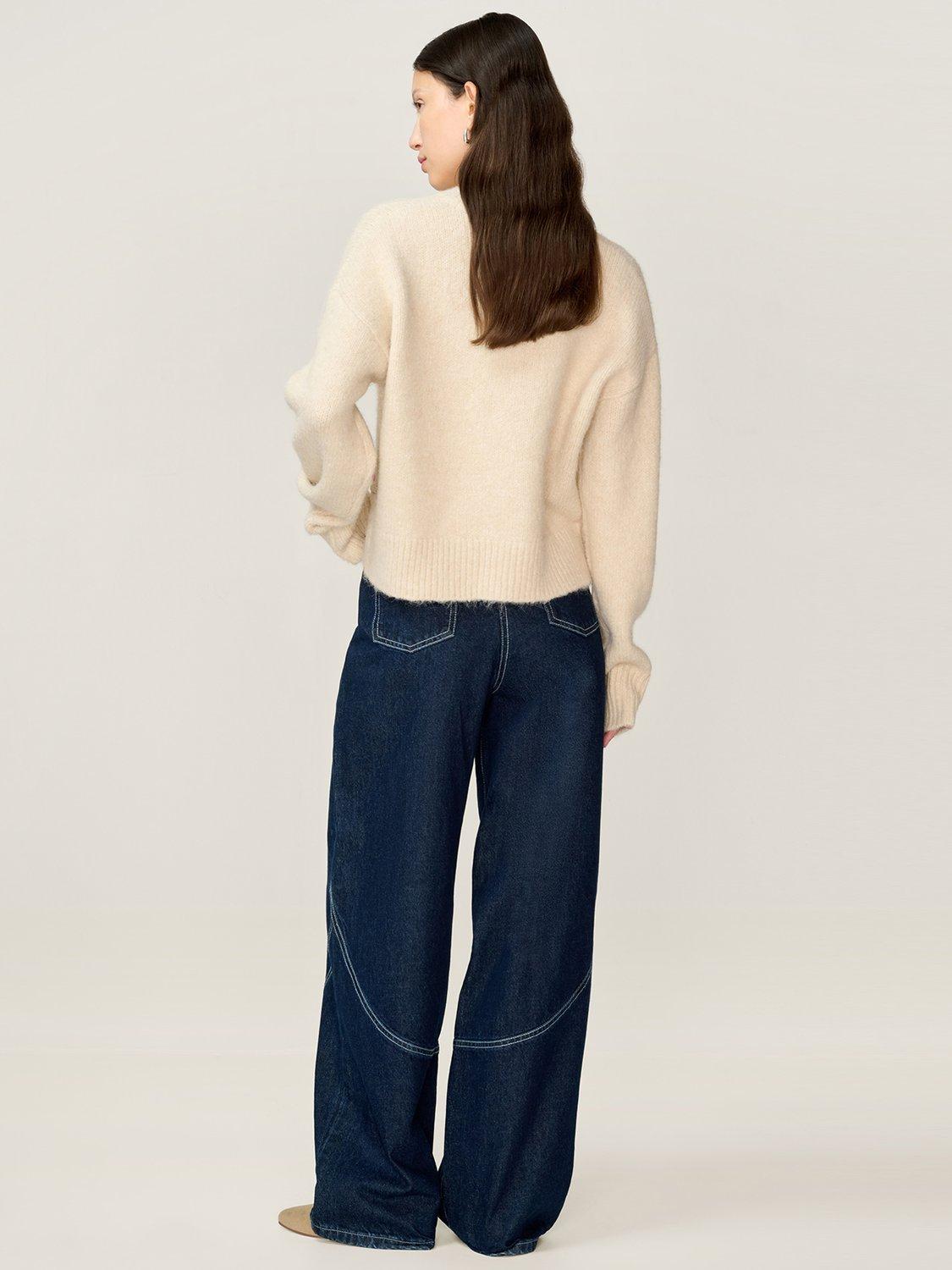 Product image 3 of 4, which shows OMNES Daria Chunky V-Neck Juper, Cream, XS