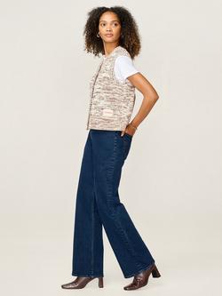 OMNES Matilda Button Knit Top, Brown/Cream - view 2, Brown/Cream