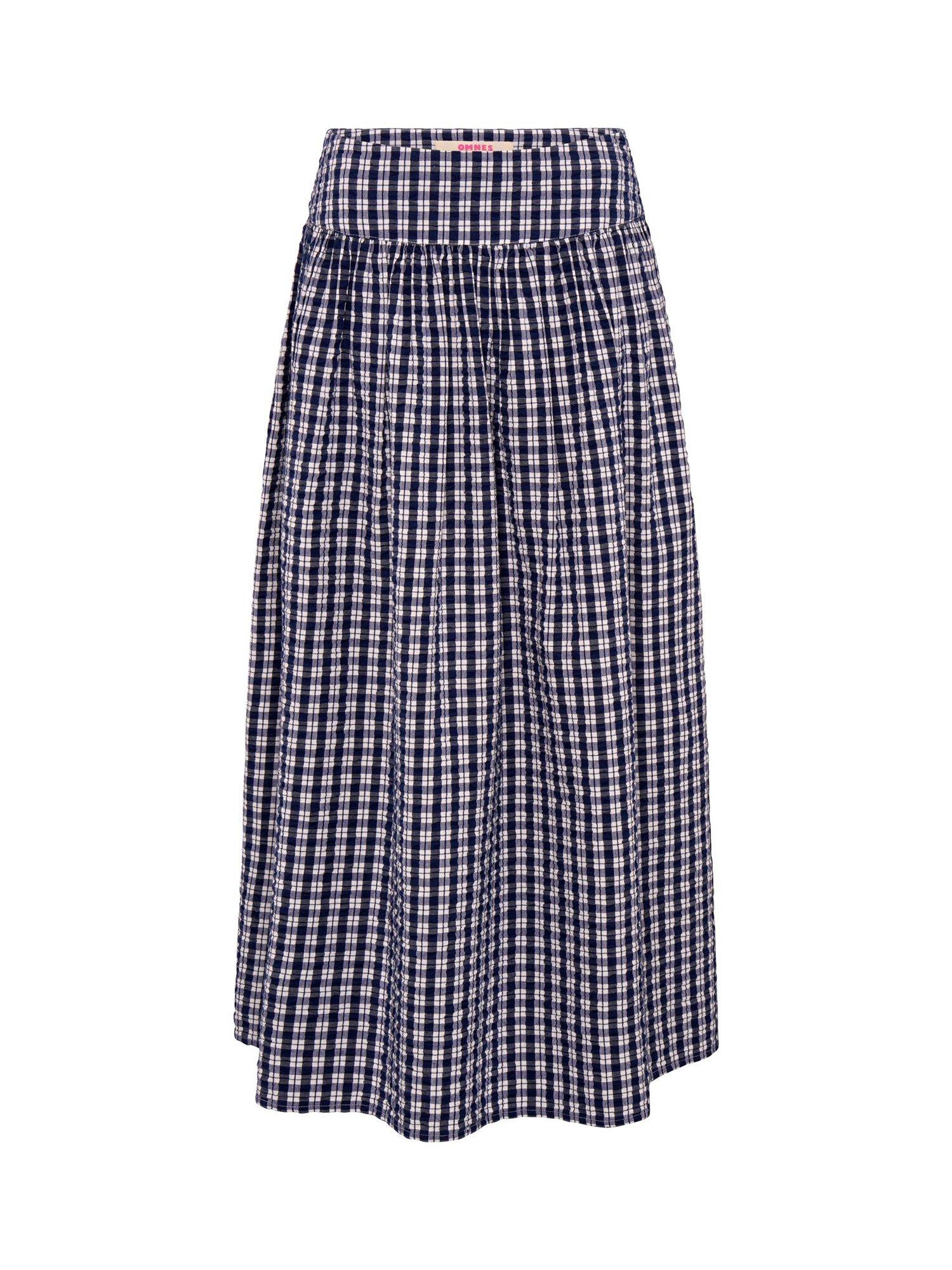 Product image 5 of 5, which shows OMNES Darcie Check Midi Skirt, Mono, 6