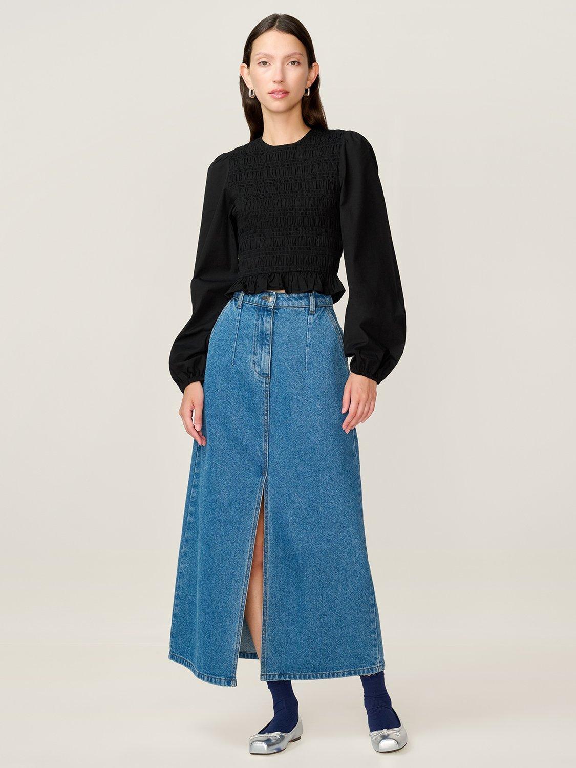 Product image 1 of 6, which shows OMNES Kalloppe Textured Top, Black, 6