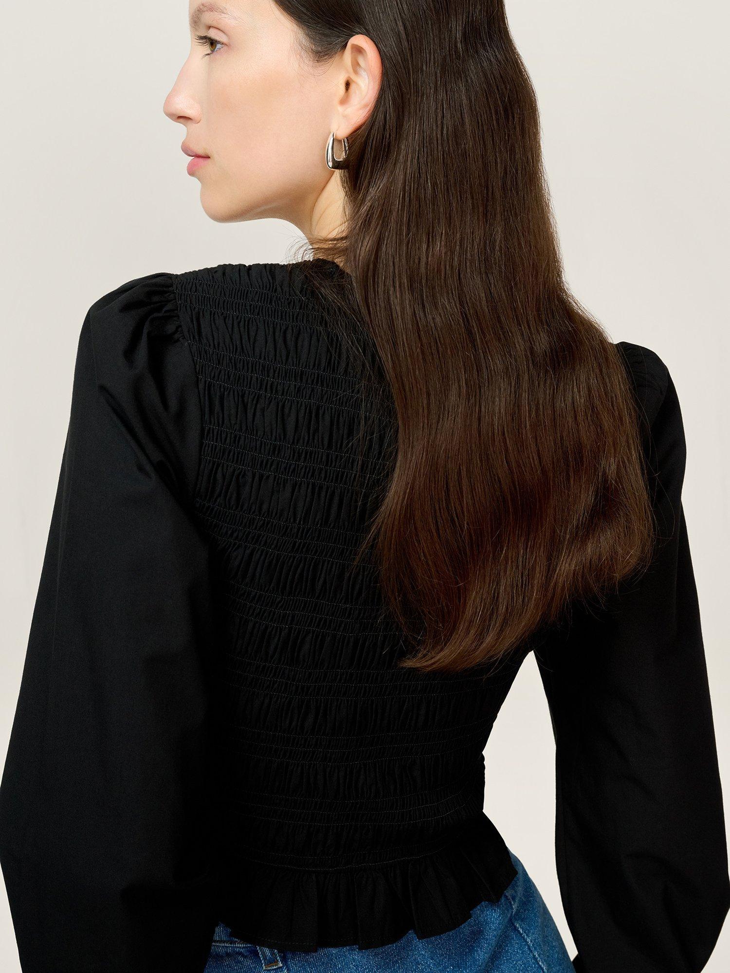 Product image 4 of 6, which shows OMNES Kalloppe Textured Top, Black, 6