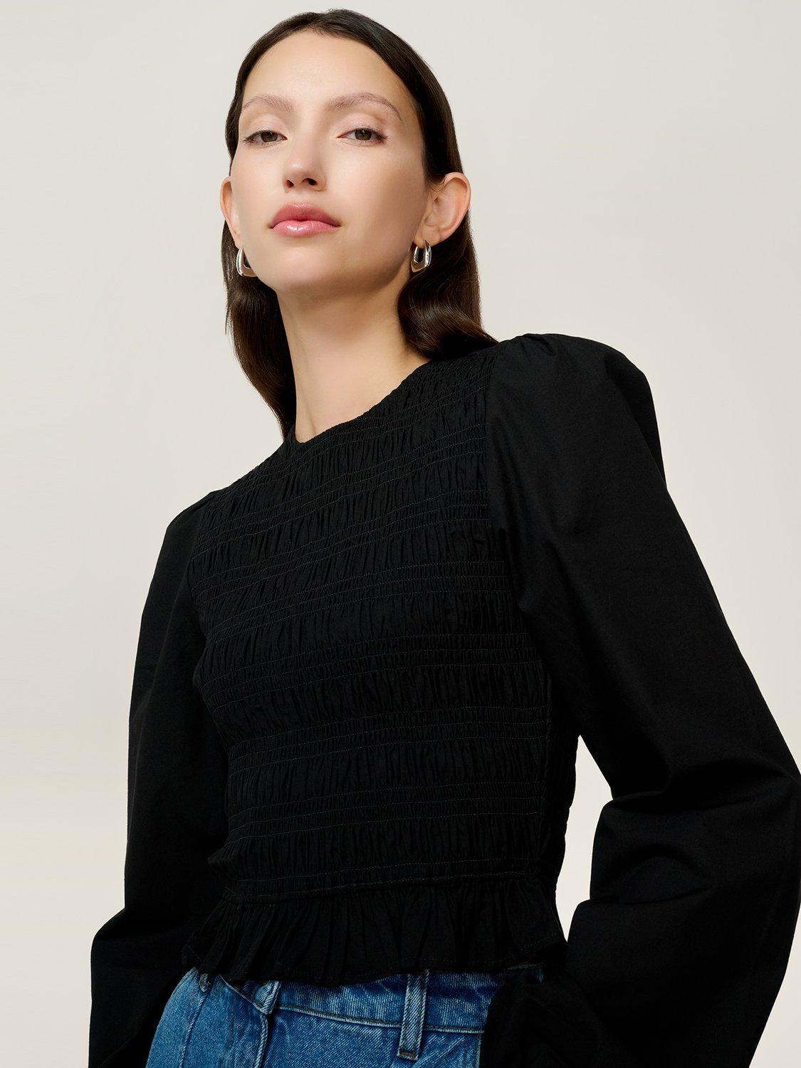 Product image 5 of 6, which shows OMNES Kalloppe Textured Top, Black, 6
