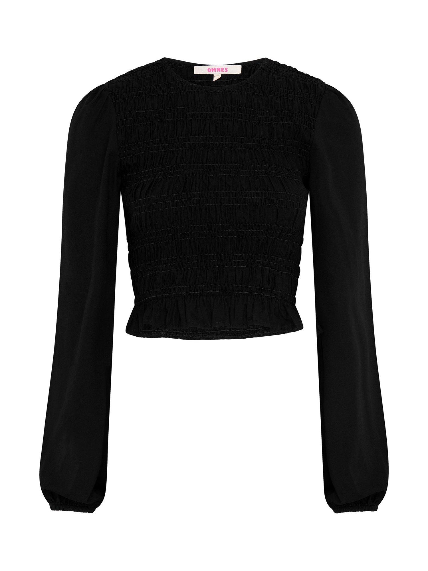 Product image 6 of 6, which shows OMNES Kalloppe Textured Top, Black, 6