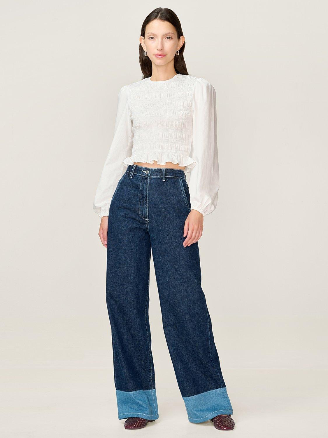 Product image 1 of 5, which shows OMNES Kalloppe Textured Top, White, 6