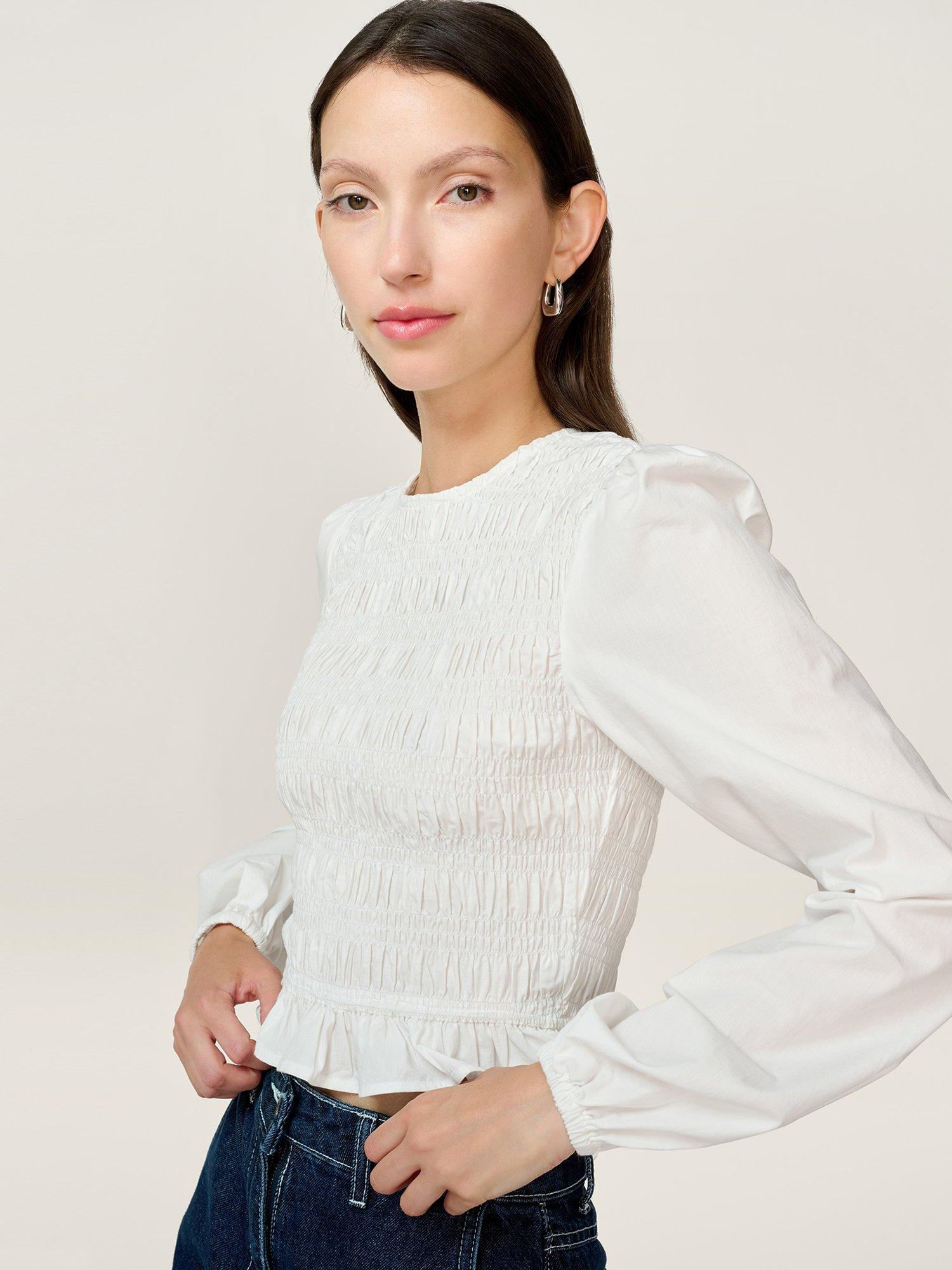 Product image 4 of 5, which shows OMNES Kalloppe Textured Top, White, 6