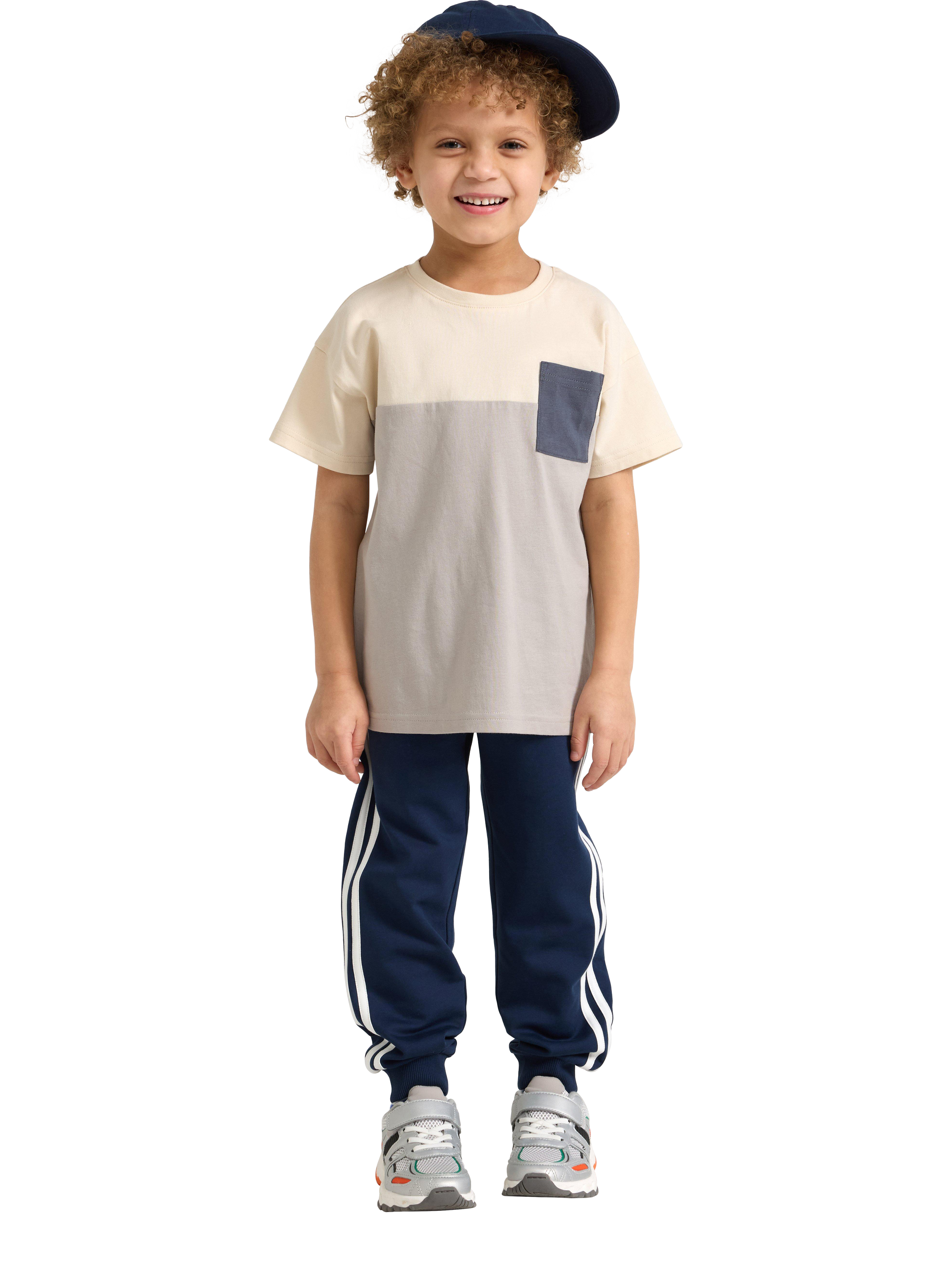 Product image 1 of 6, which shows Lindex Kids' Cotton Jersey Joggers, Dark Blue, 3-4 years