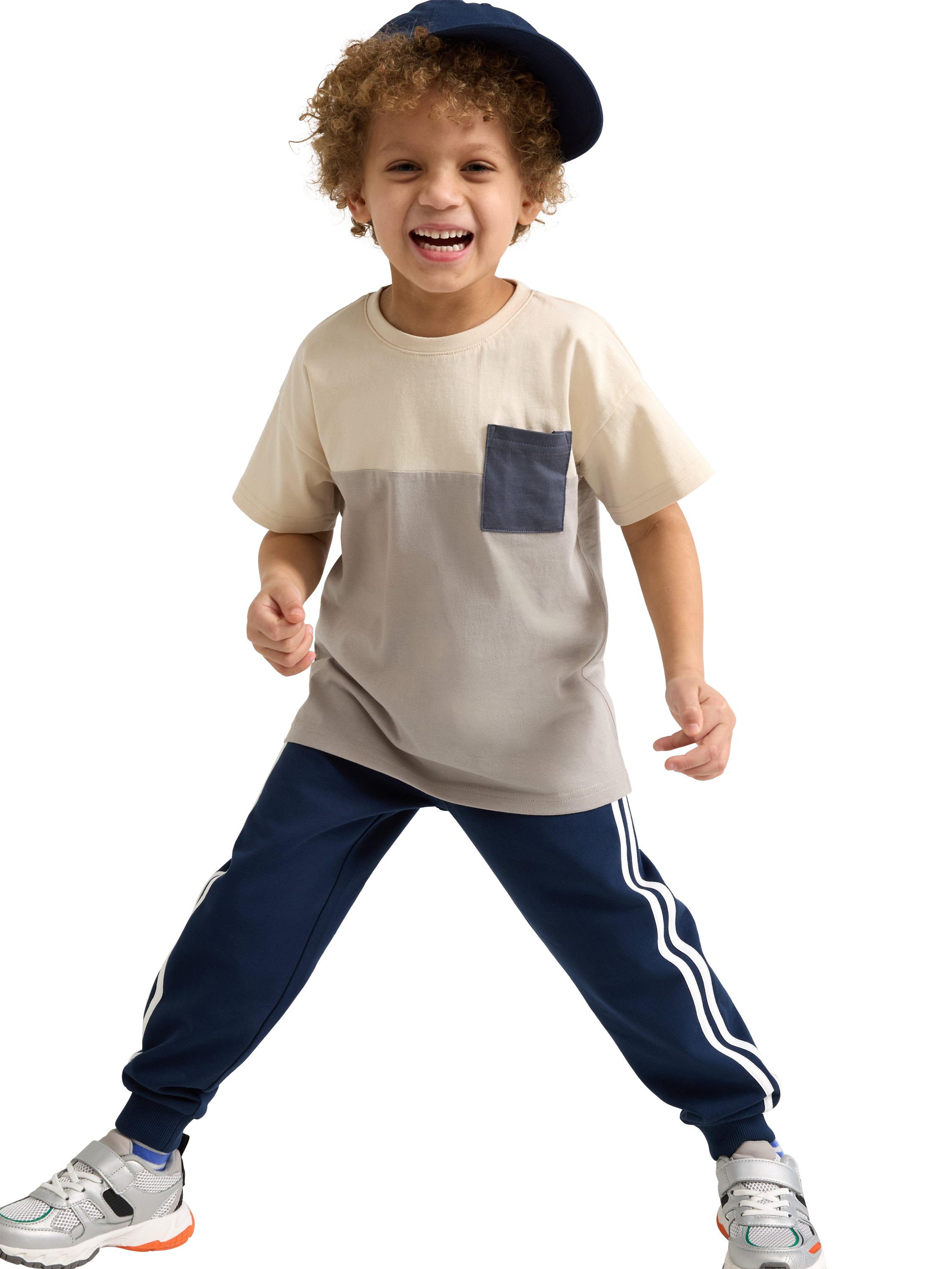Product image 3 of 6, which shows Lindex Kids' Cotton Jersey Joggers, Dark Blue, 3-4 years