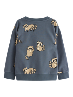 Lindex Kids' Cotton Blend Crew Neck Sweatshirt, Dark Grey - view 2, Dark Grey