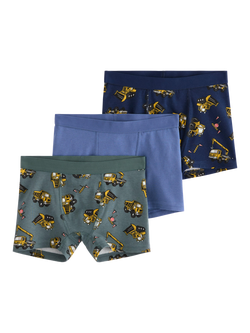 Lindex Kids' Cotton Blend Boxer Shorts, Pack of 3, Dark Blue, Dark Blue
