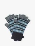 Brora Fair Isle Folk Pure Cashmere Fingerless Gloves, Midnight