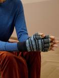 Brora Fair Isle Folk Pure Cashmere Fingerless Gloves, Midnight