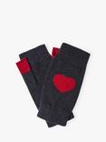 Brora Heart Pure Cashmere Wrist Warmers, Midnight/Garnet