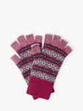 Brora Fair Isle Folk Pure Cashmere Fingerless Gloves, Mulberry