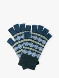 Brora Fair Isle Pure Cashmere Fingerless Gloves, Ivy