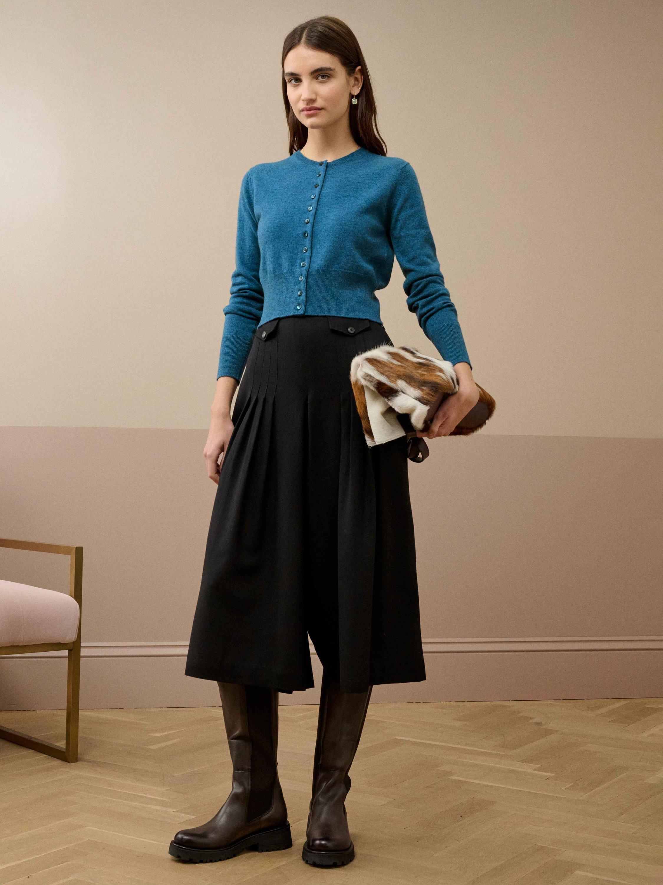 Product image 2 of 5, which shows Brora Cropped Pure Cashmere Cardigan, Jay, 8