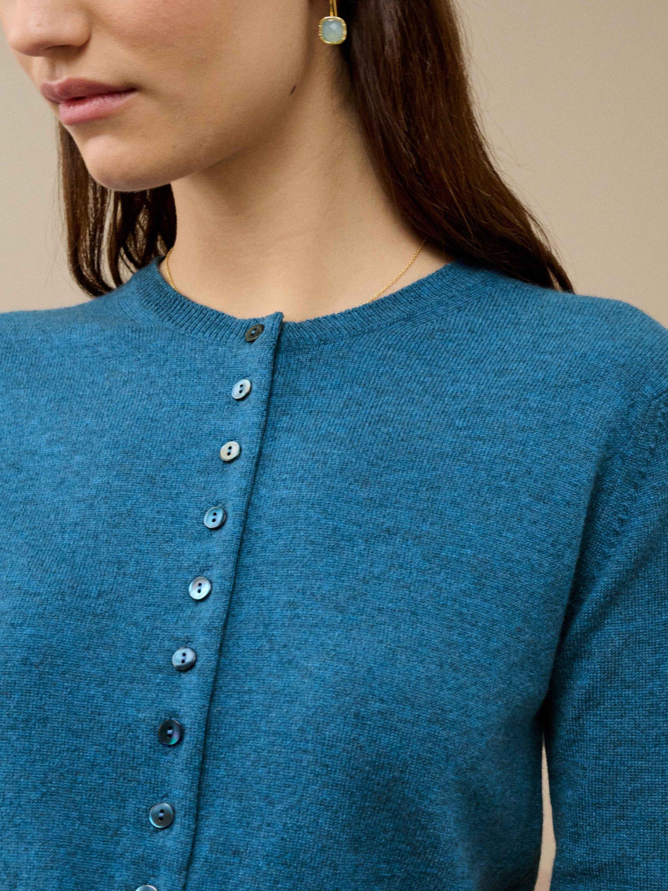 Product image 4 of 5, which shows Brora Cropped Pure Cashmere Cardigan, Jay, 8