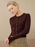 Brora Cropped Pure Cashmere Cardigan, Malt