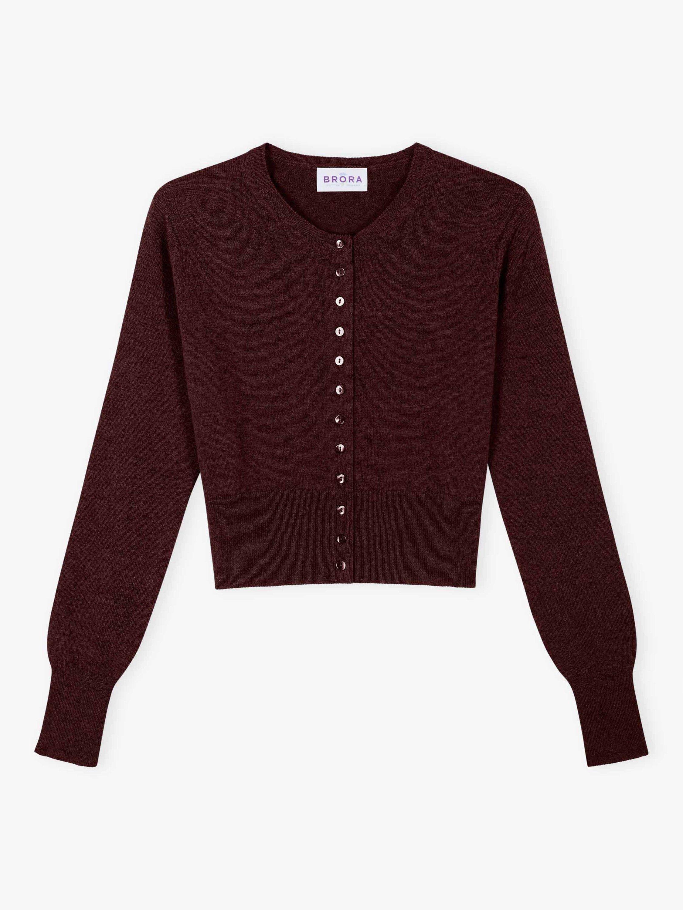 Product image 4 of 4, which shows Brora Cropped Pure Cashmere Cardigan, Malt, 10