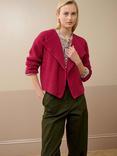 Brora Ribbed Waterfall Neck Pure Cashmere Jacket, Mulberry