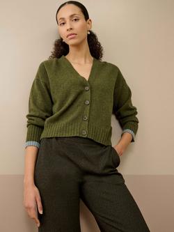 Brora Colour Block Pure Cashmere Cardigan, Sorrel