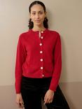 Brora Raglan Sleeve Pure Cashmere Cardigan, Garnet