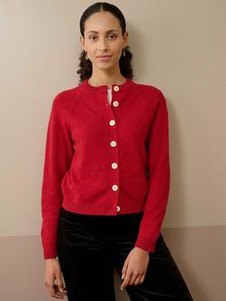 Brora Raglan Sleeve Pure Cashmere Cardigan, Garnet, Garnet