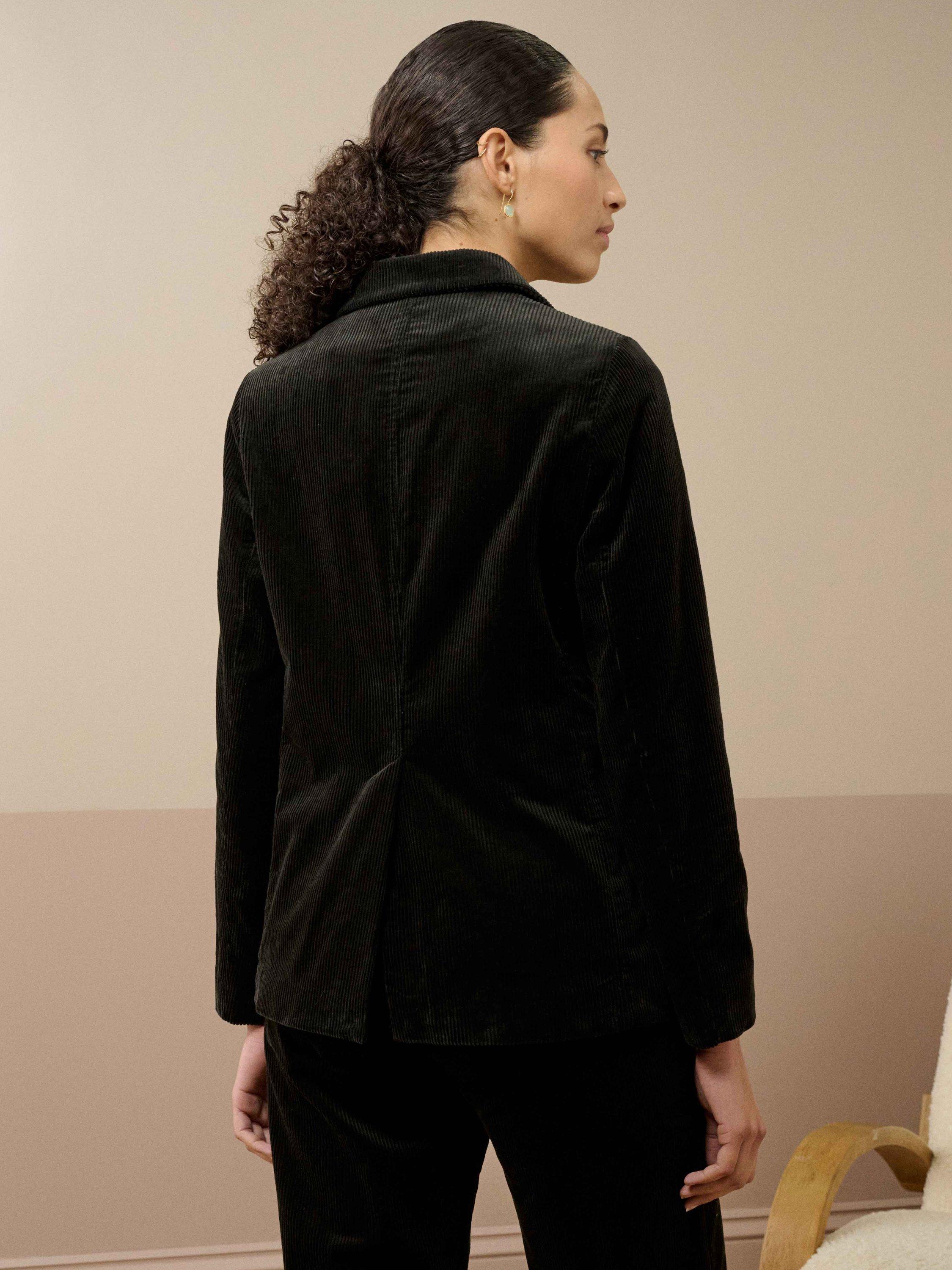 Product image 4 of 5, which shows Brora Corduroy Open Neck Blazer, Seaweed, 8