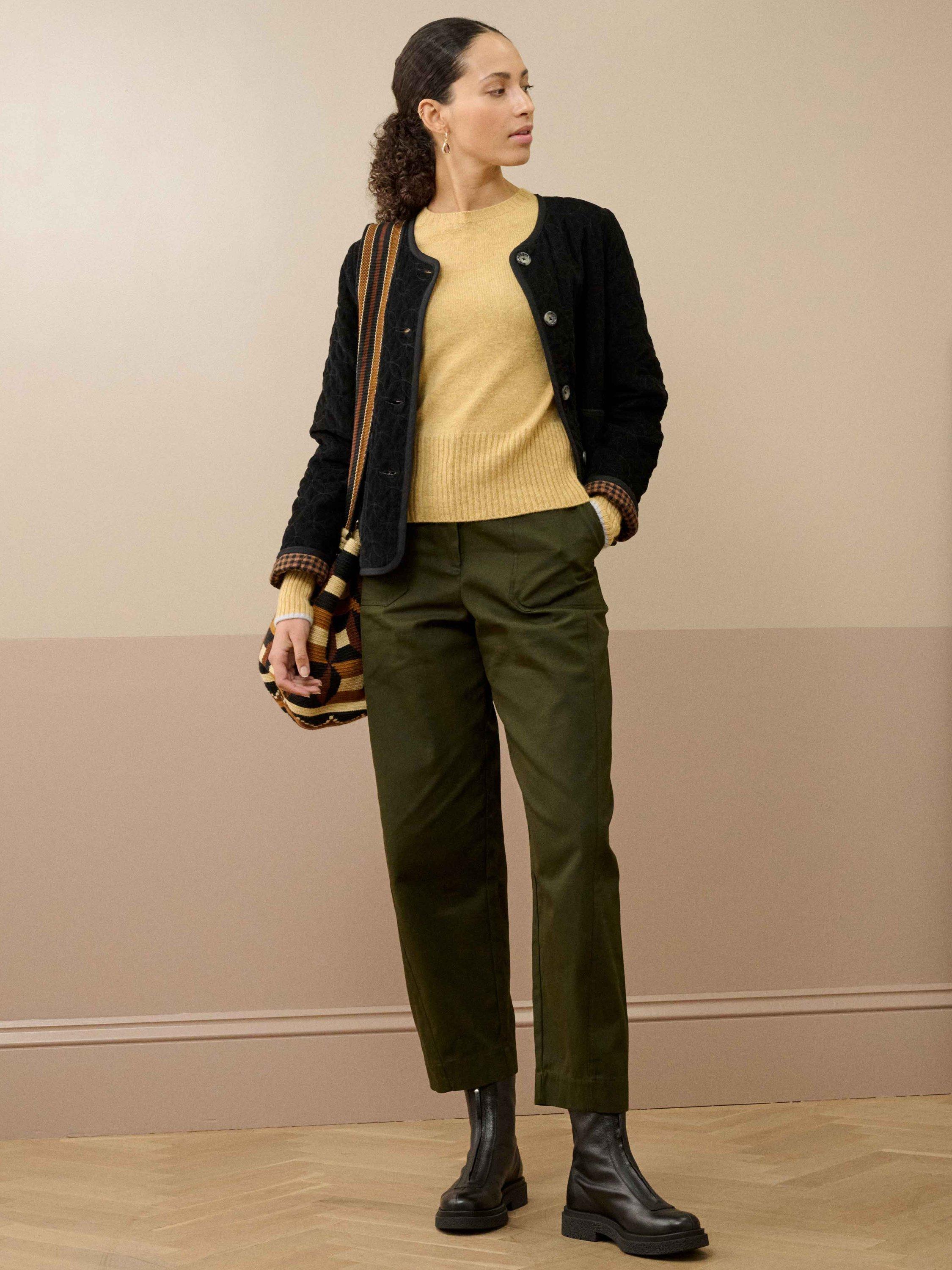 Product image 2 of 5, which shows Brora Quilted Corduroy Reversible Jacket, Black/Mocha, 8