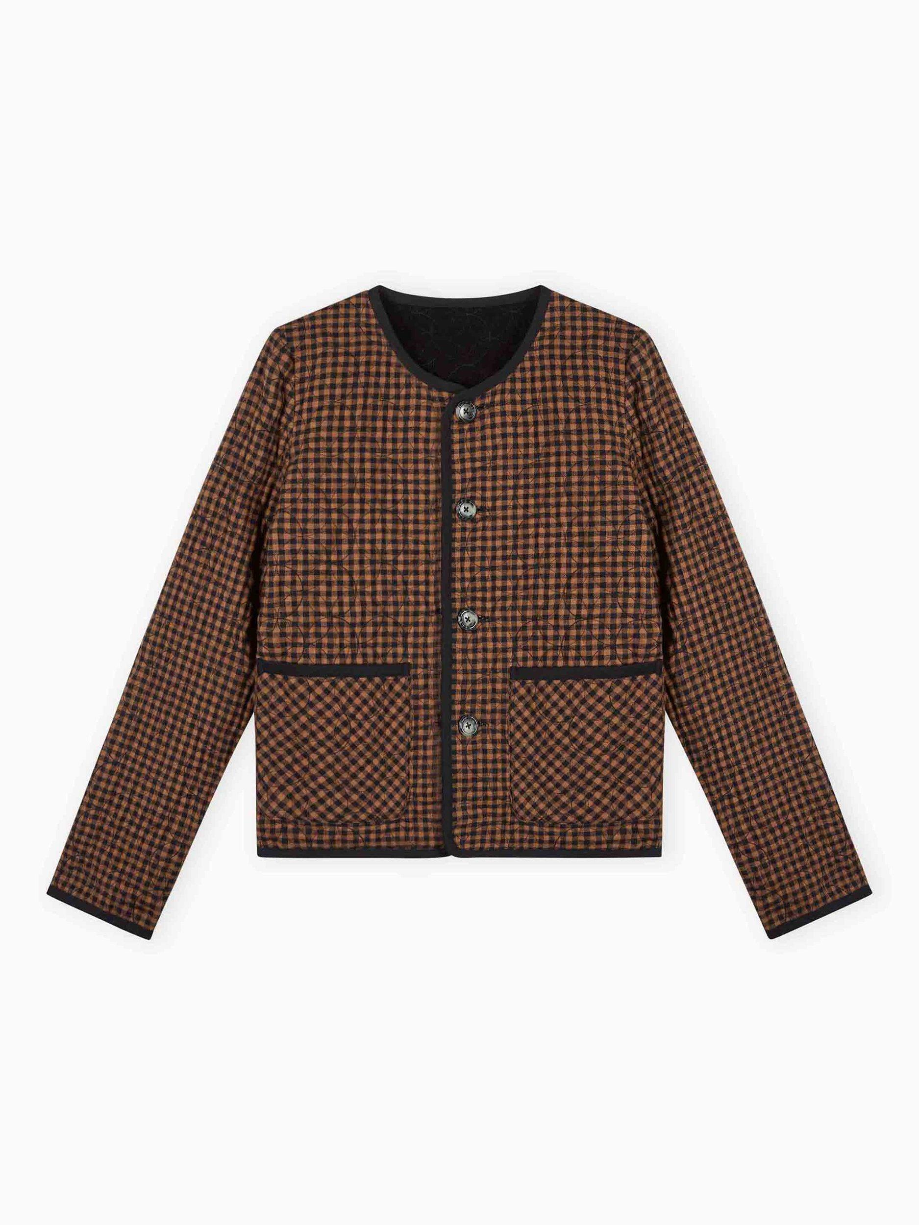 Product image 5 of 5, which shows Brora Quilted Corduroy Reversible Jacket, Black/Mocha, 8
