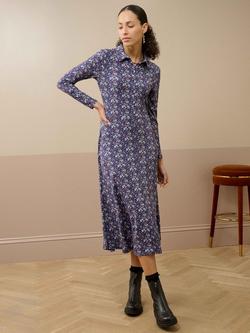 Brora Liberty Print Jersey Shirt Dress, Navy/Multi, Navy/Multi