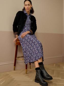 Brora Liberty Print Jersey Shirt Dress, Navy/Multi - view 2, Navy/Multi