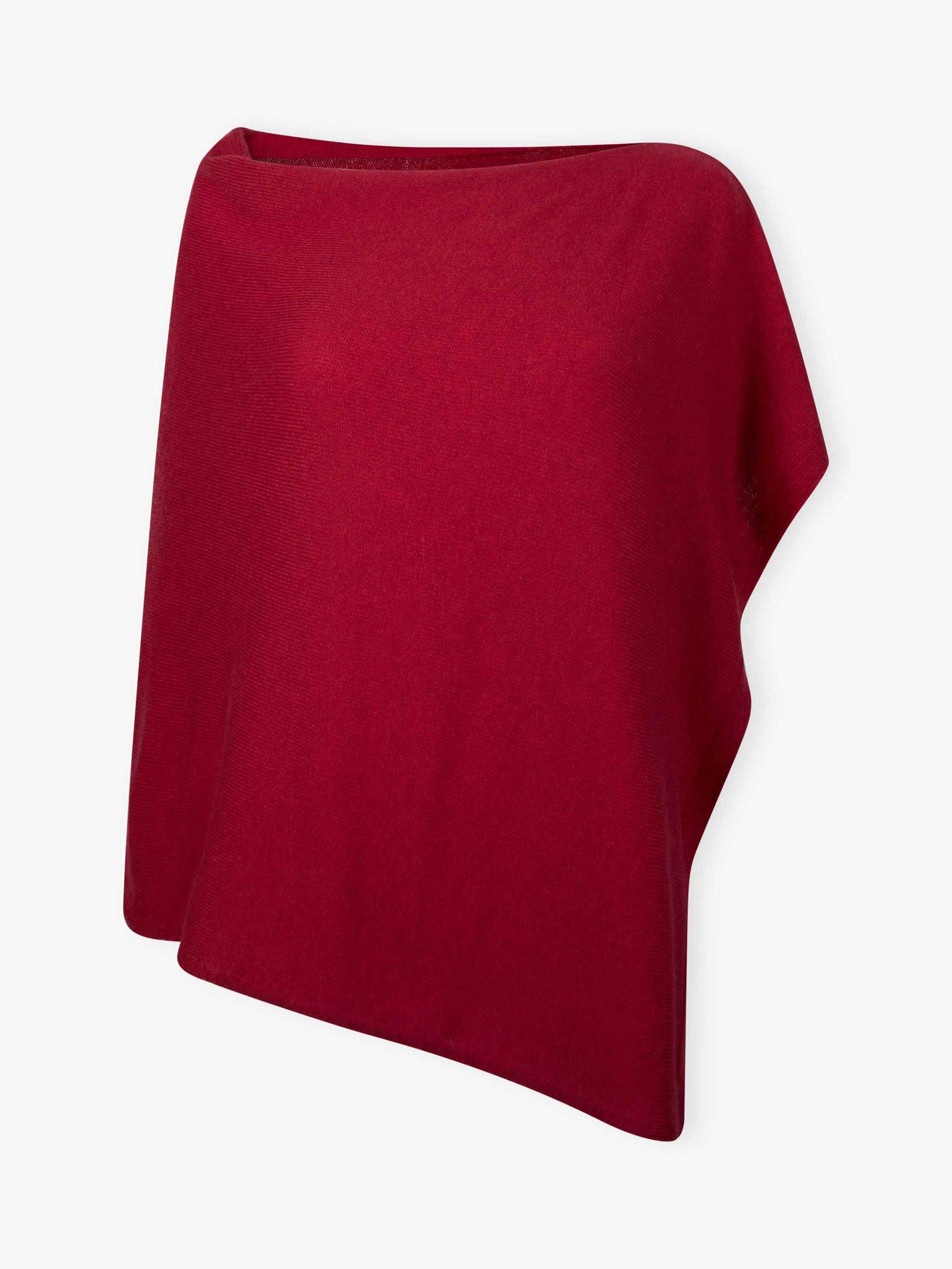 Product image 4 of 4, which shows Brora Gauzy Pure Cashmere Poncho, Garnet, One Size