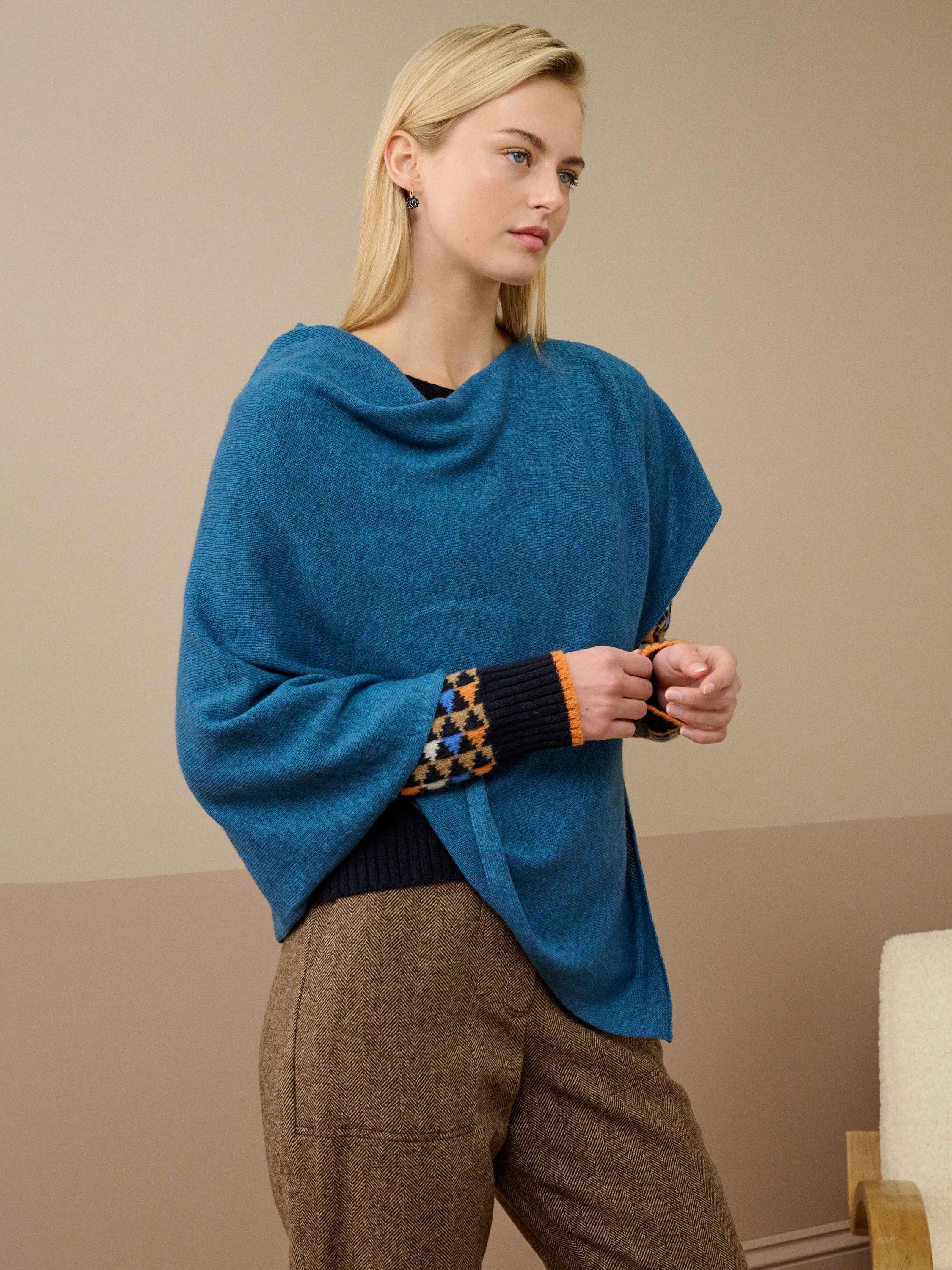 Product image 4 of 5, which shows Brora Gauzy Pure Cashmere Poncho, Jay, One Size