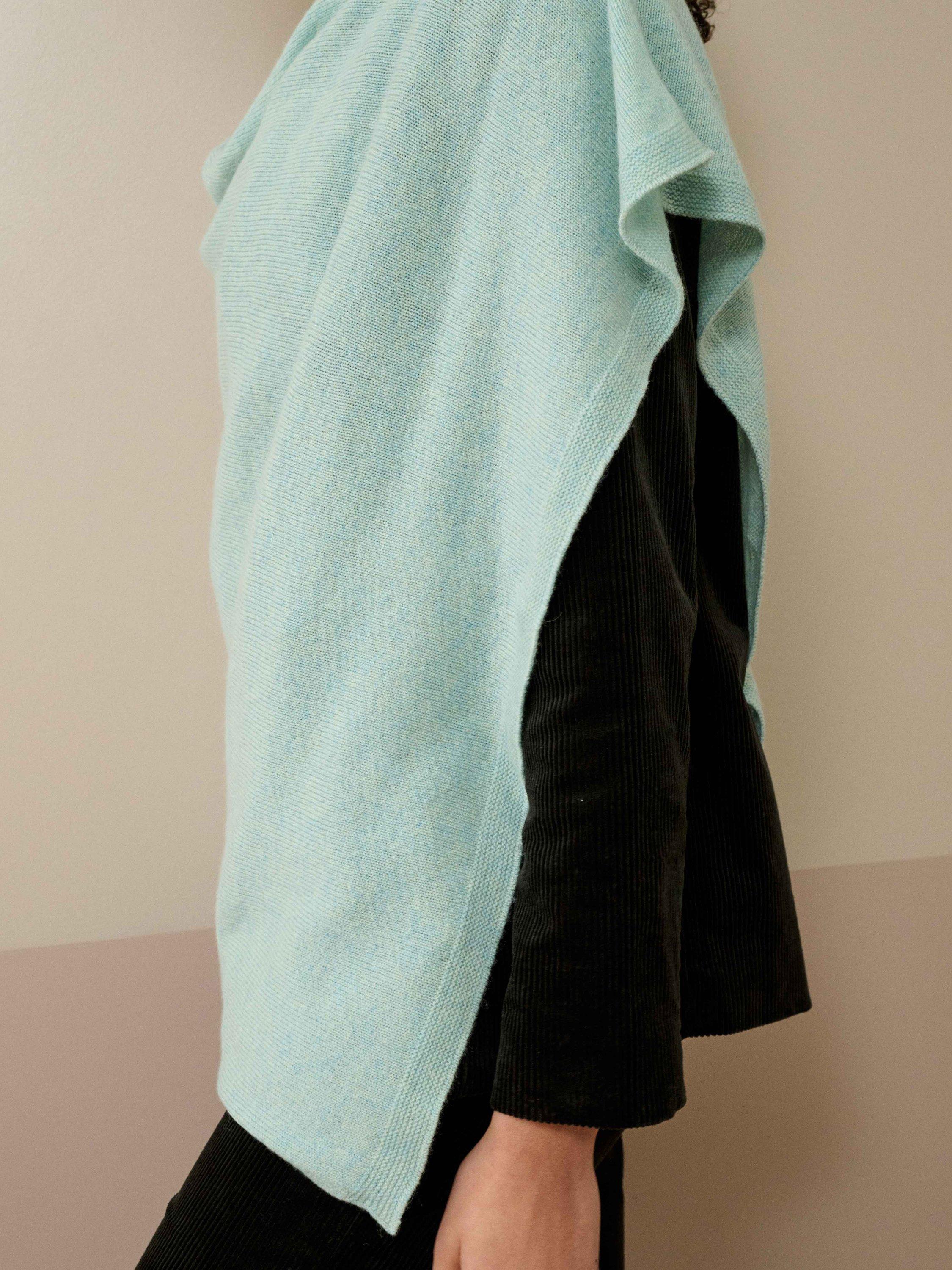 Product image 3 of 4, which shows Brora Gauzy Pure Cashmere Poncho, Seaspray, One Size