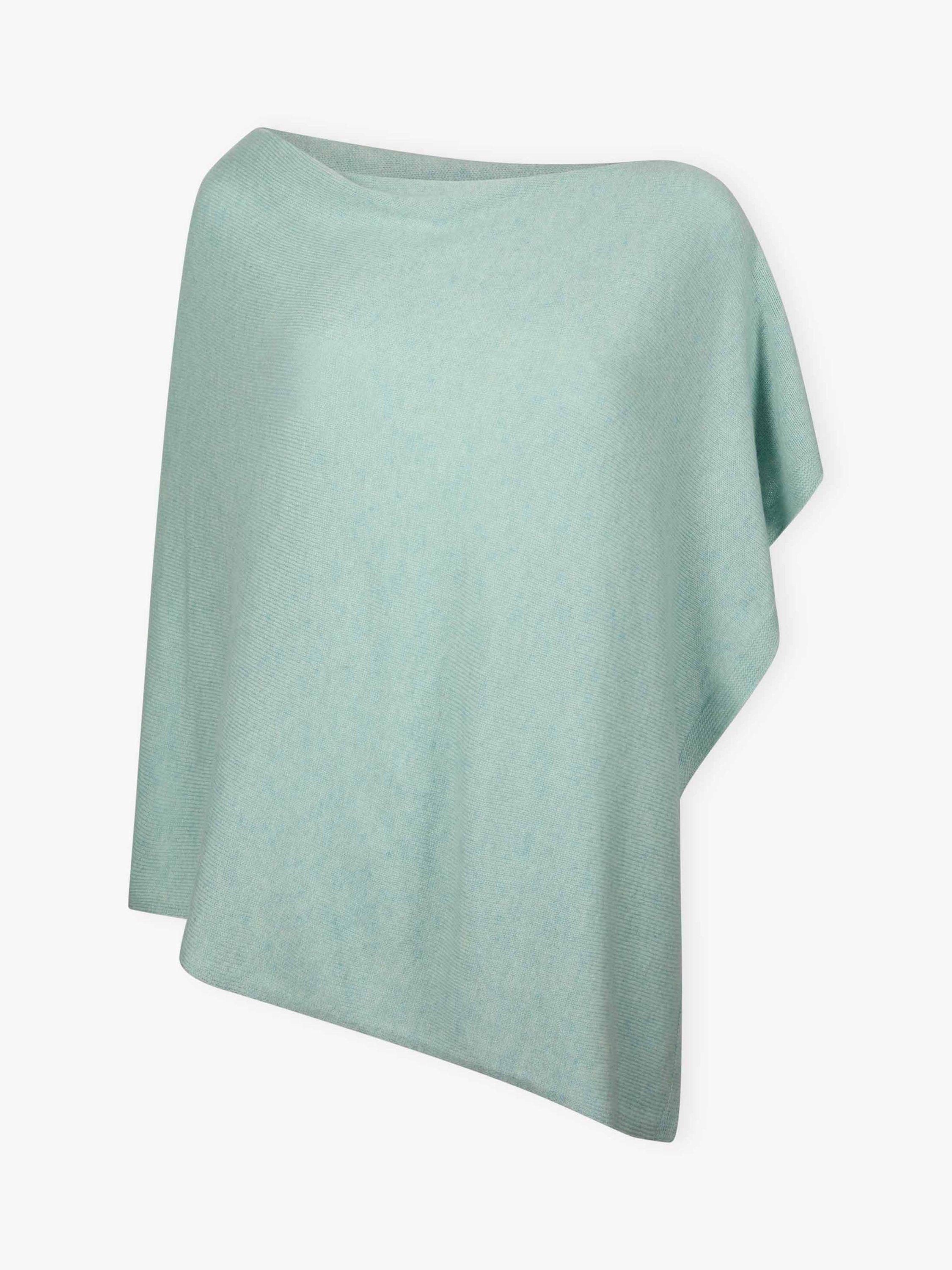 Product image 4 of 4, which shows Brora Gauzy Pure Cashmere Poncho, Seaspray, One Size