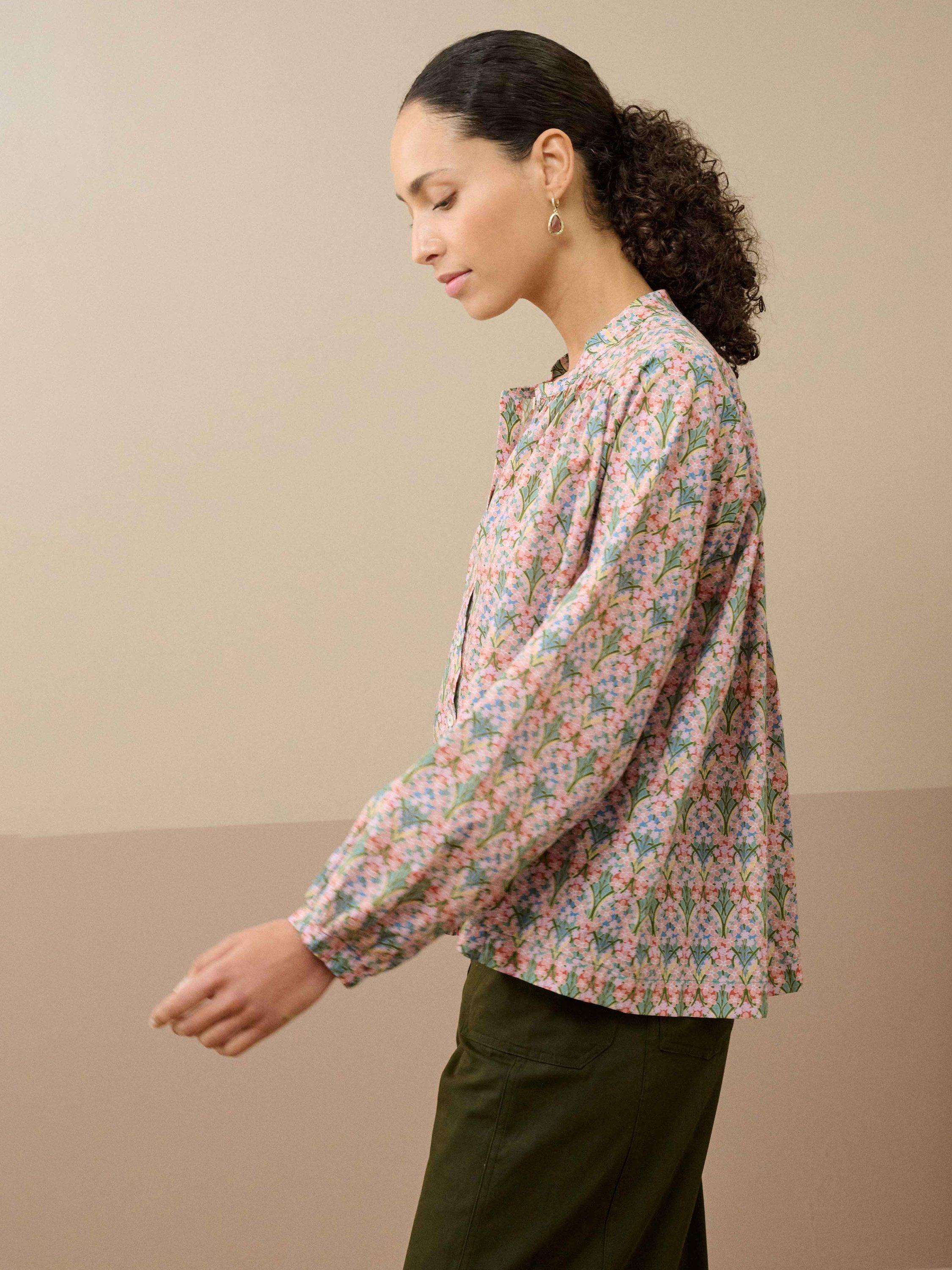 Product image 1 of 4, which shows Brora Liberty Print Smock Shirt, Rosewater, 8-10