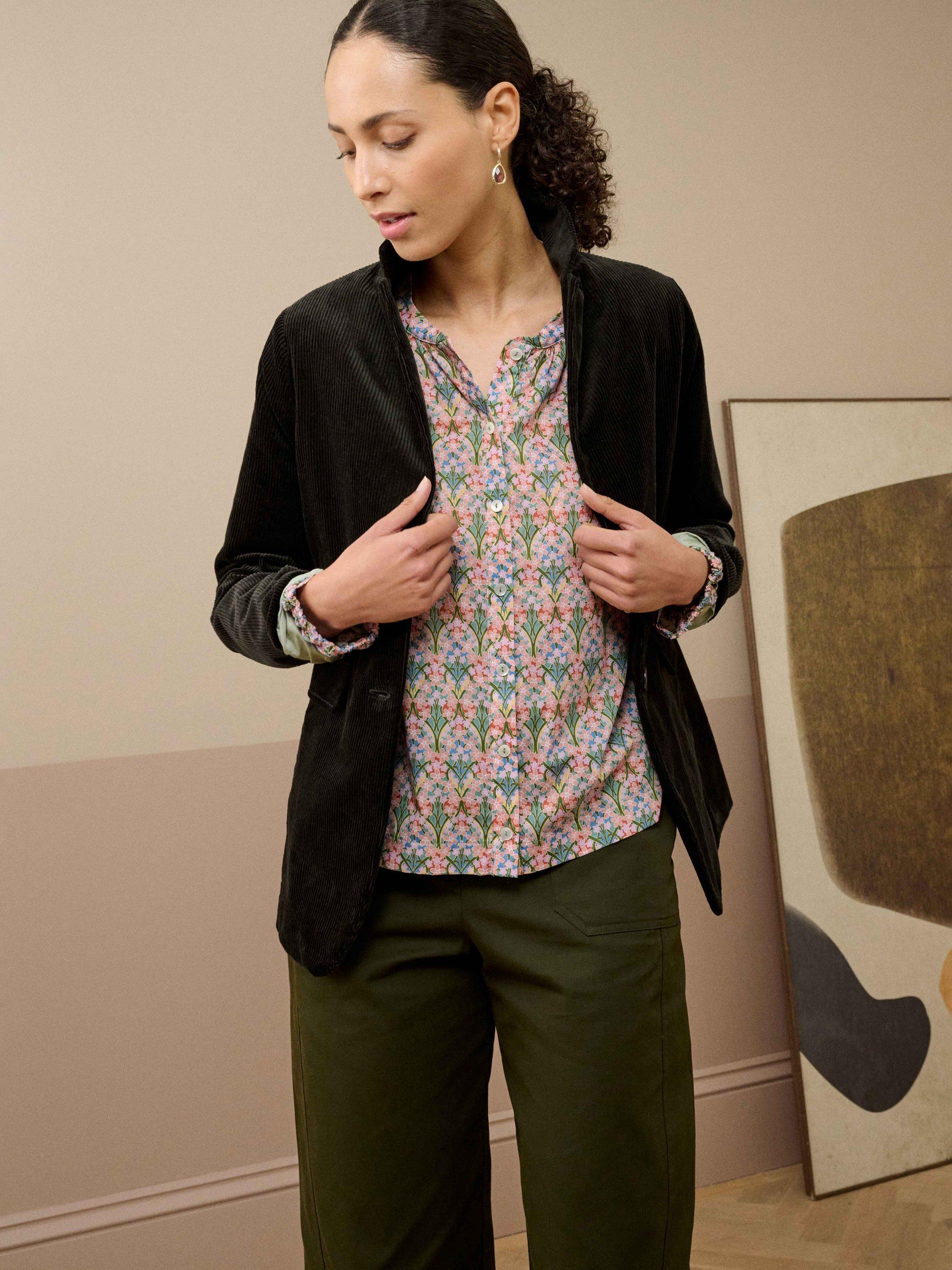 Product image 2 of 4, which shows Brora Liberty Print Smock Shirt, Rosewater, 8-10