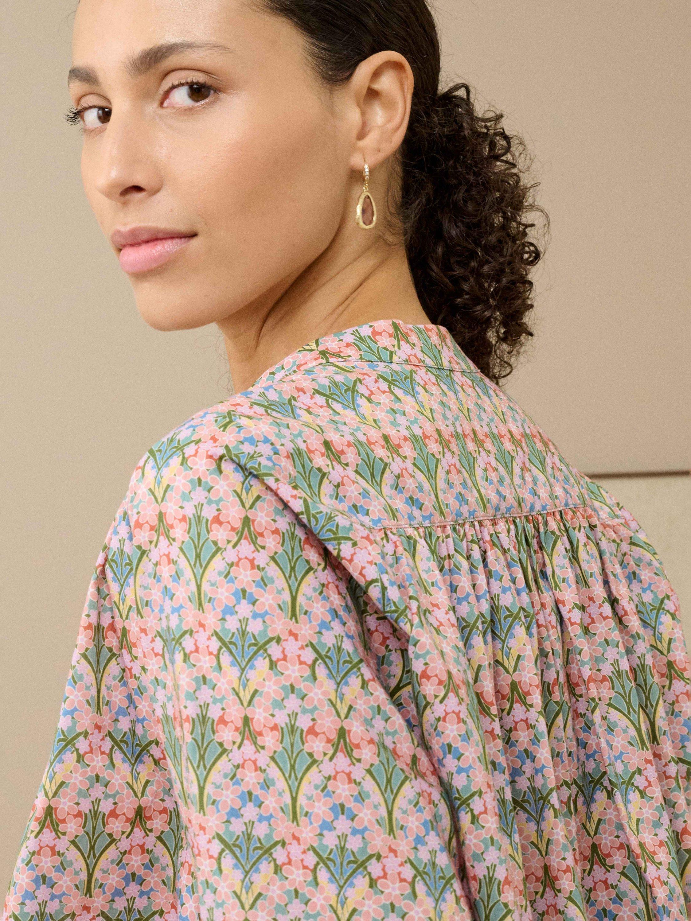 Product image 3 of 4, which shows Brora Liberty Print Smock Shirt, Rosewater, 8-10