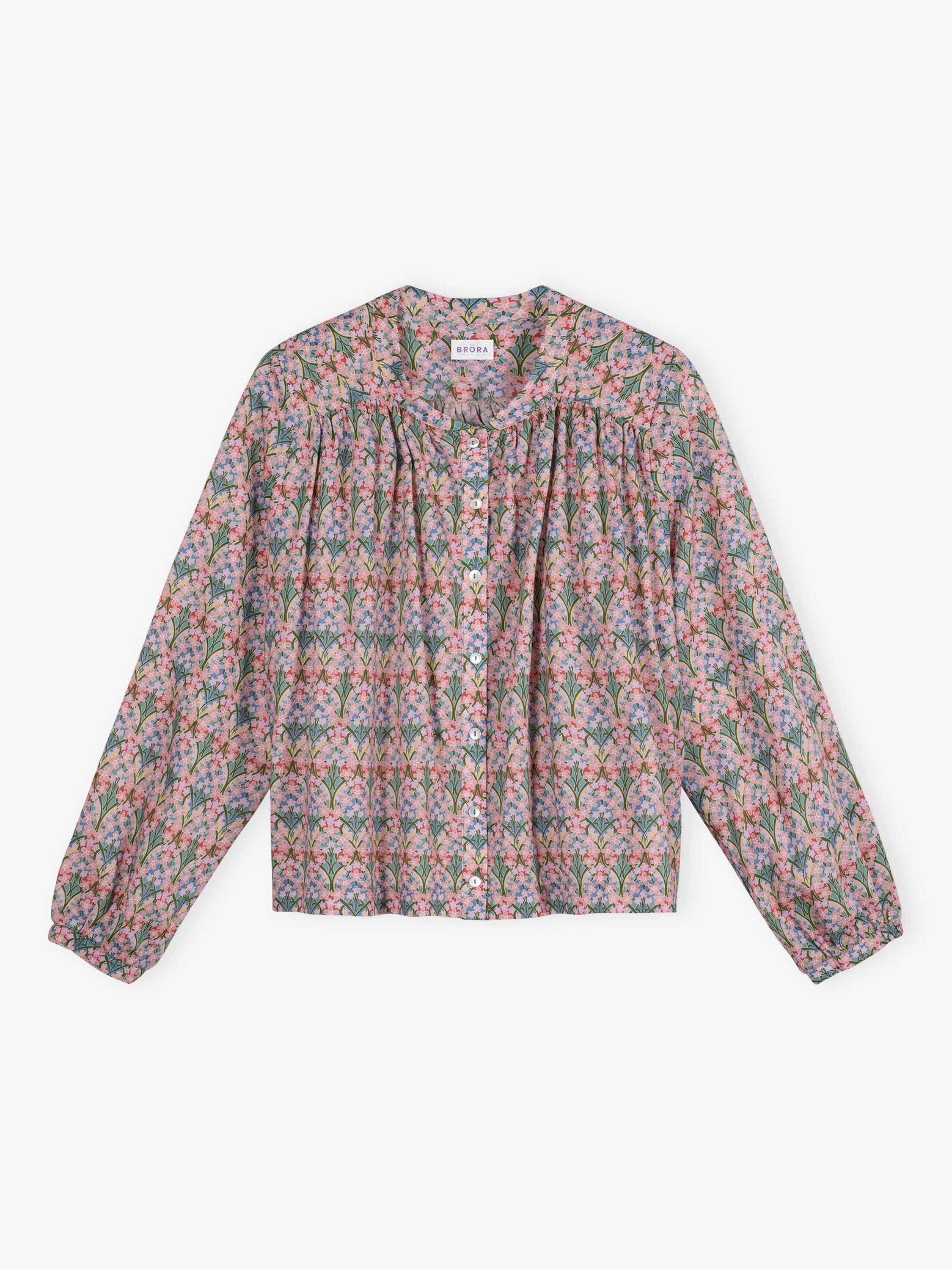 Product image 4 of 4, which shows Brora Liberty Print Smock Shirt, Rosewater, 8-10