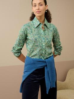 Brora Liberty Print Botanical Shirt, Jade - view 2, Jade
