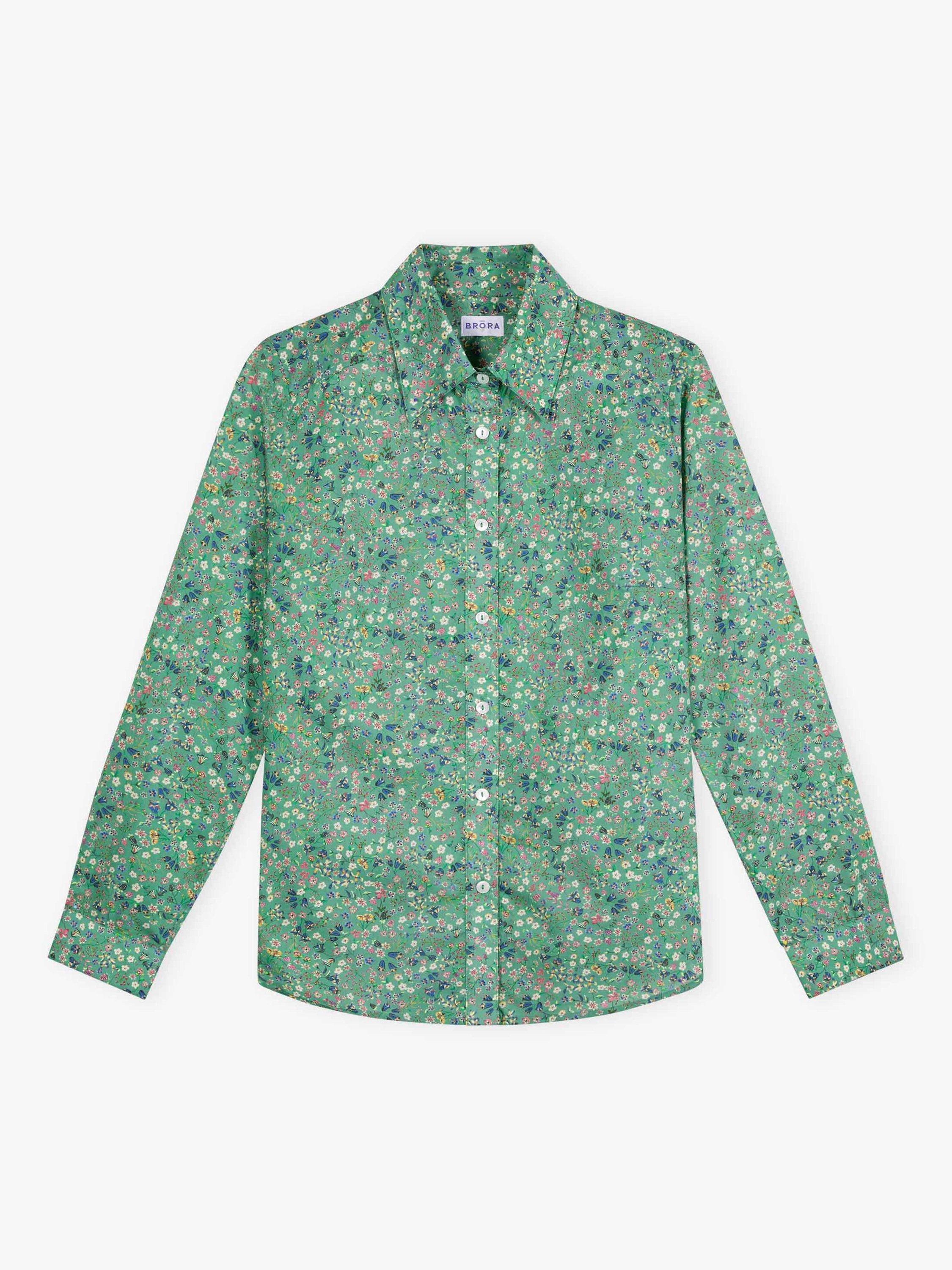 Product image 4 of 4, which shows Brora Liberty Print Botanical Shirt, Jade, 6
