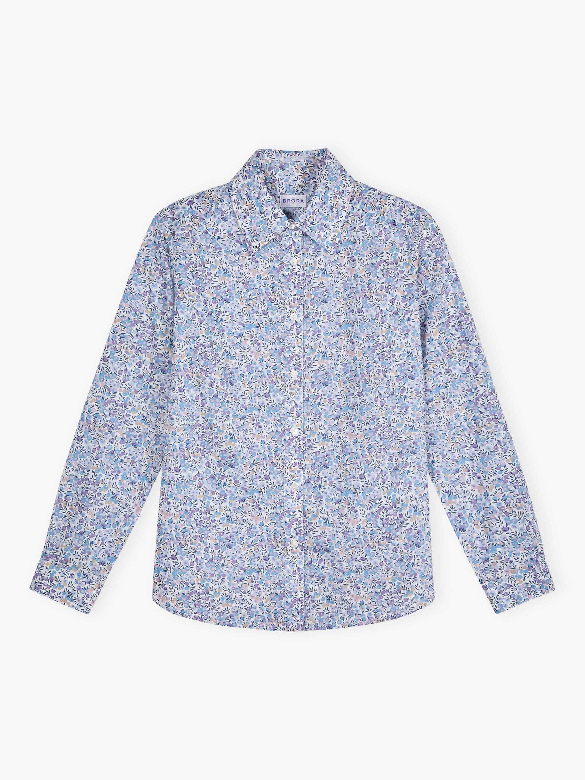 Product image 4 of 4, which shows Brora Botanical Liberty Print Shirt, Sky, 10