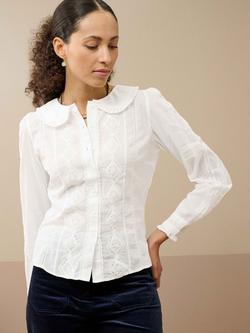 Brora Frill Collar Long Sleeve Shirt, White, White