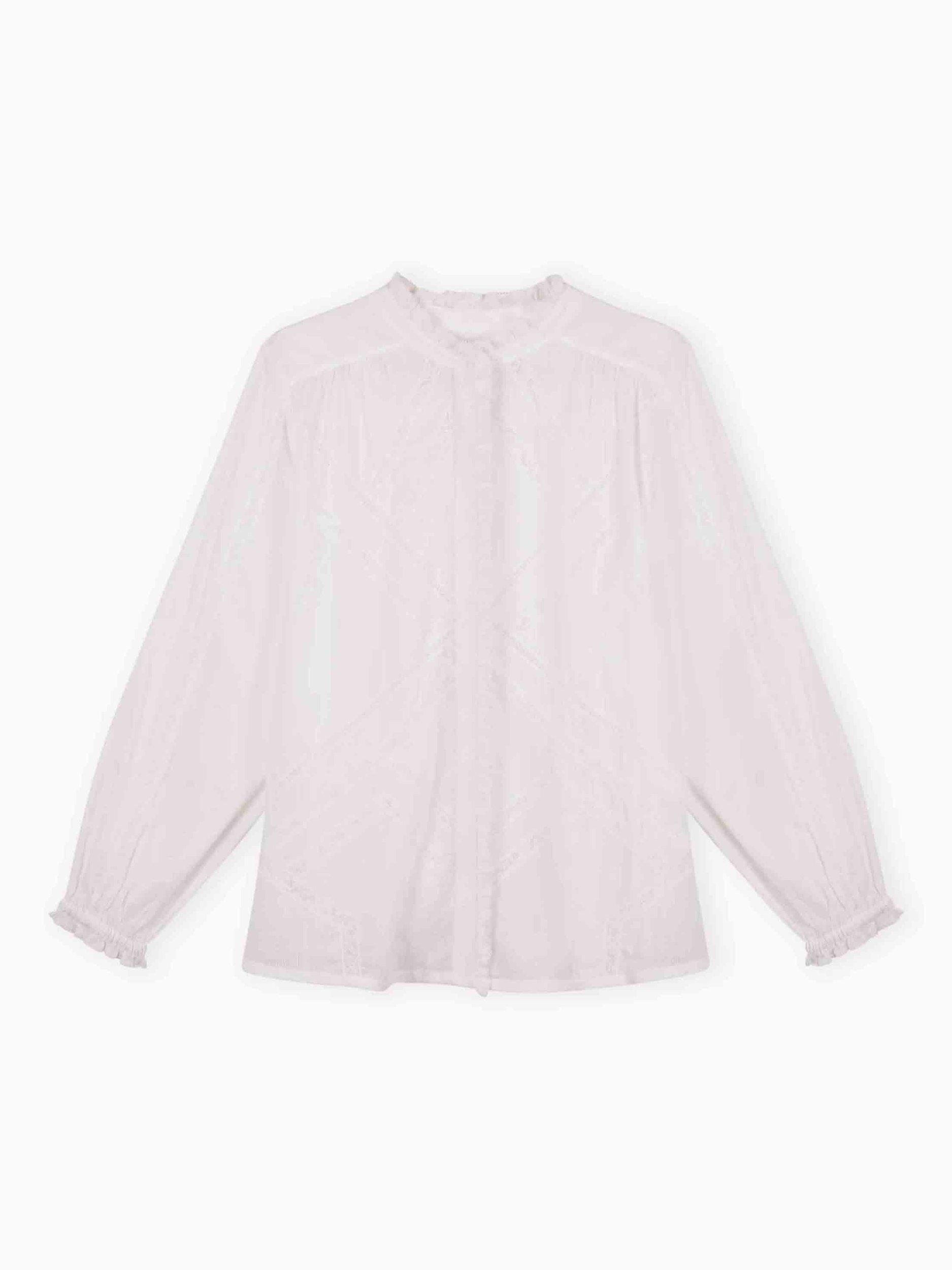 Product image 5 of 5, which shows Brora Lace Trim Frill Top, White, 6