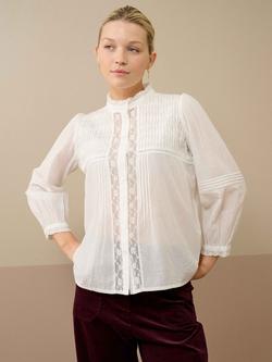 Brora Pintuck Pie Crust Top, White, White